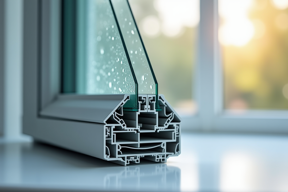 Zoom sur un vitrage triple sans condensation et détails techniques