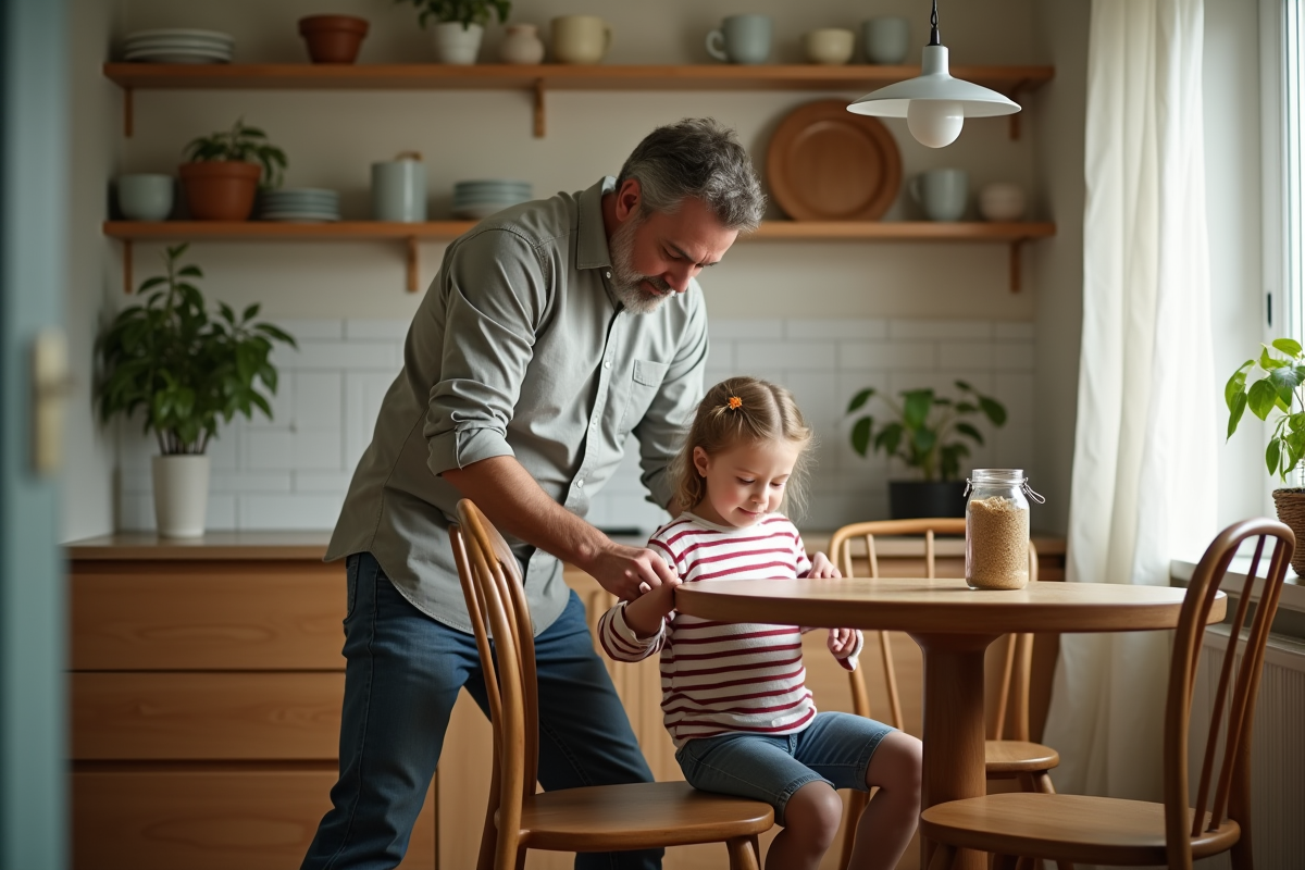 Famille ajustant la hauteur d