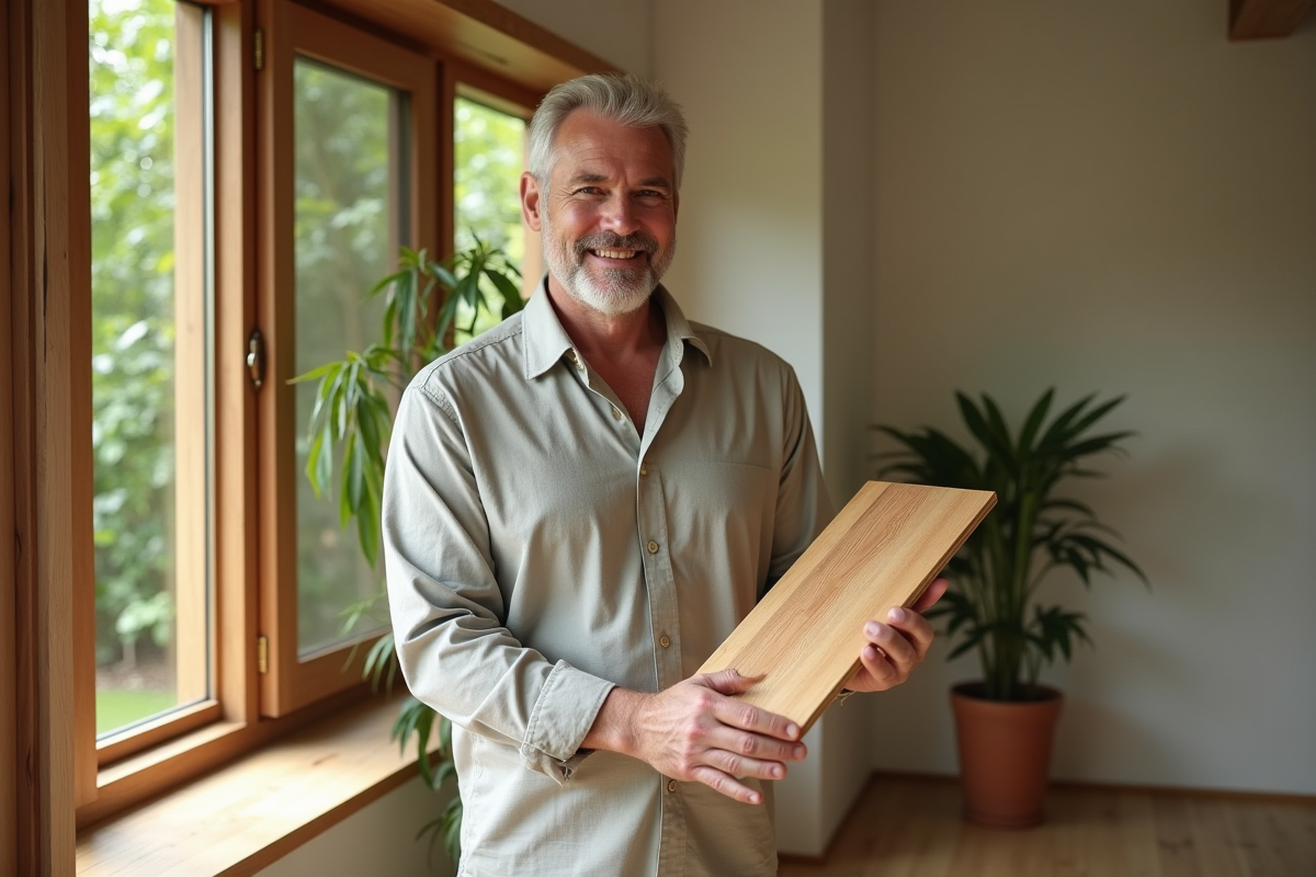 Homme d age moyen examinant un échantillon de sol en bambou