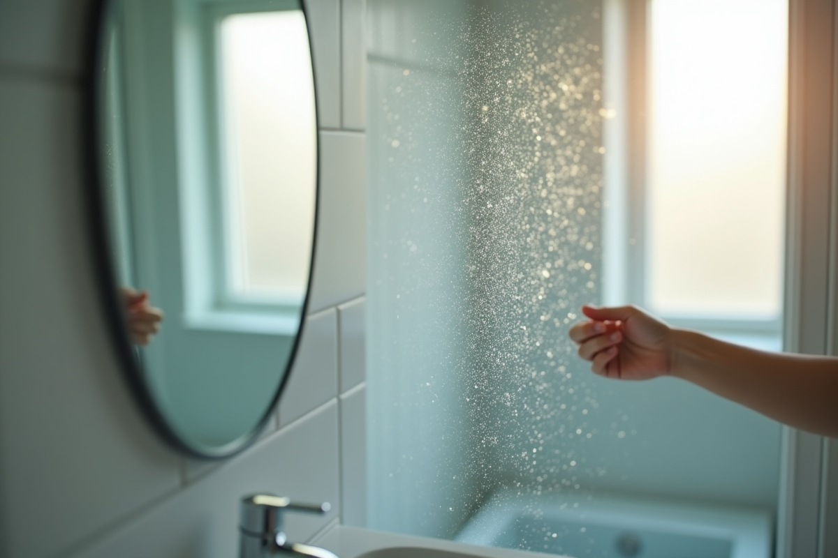 Miroir de salle de bain brumeux avec humidificateur