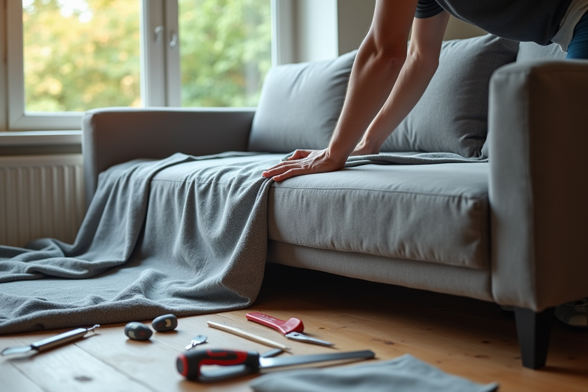 Recouvrement de l’assise d’un canapé : techniques et étapes essentielles